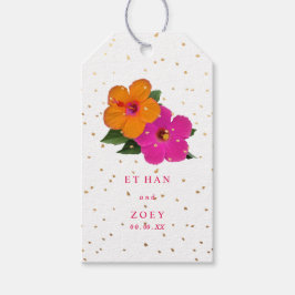 Etiquetas Para Regalos PixDezines Hibiscus/Gold Specks