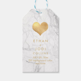 Etiquetas Para Regalos PixDezines Marble Faux Gold Corazón/DIY color