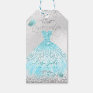 Etiquetas Para Regalos PixDezines Quinceanera Sparkle Blue Ombre Gown