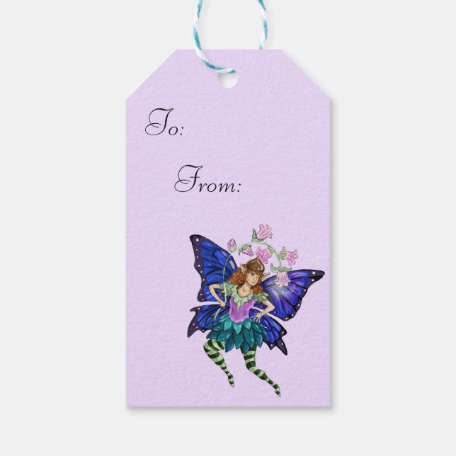 Etiquetas Para Regalos Pixie alado azul (Reverso)