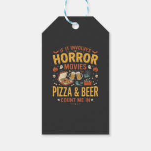 Etiquetas Para Regalos Pizza Cerveza Películas De Terror Diseño De Hallow