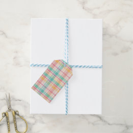 Etiquetas Para Regalos Plaid de cuadros multicolor