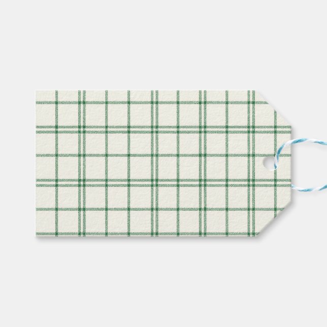 Etiquetas Para Regalos Plaid de Menta (Frente (Horizontal))