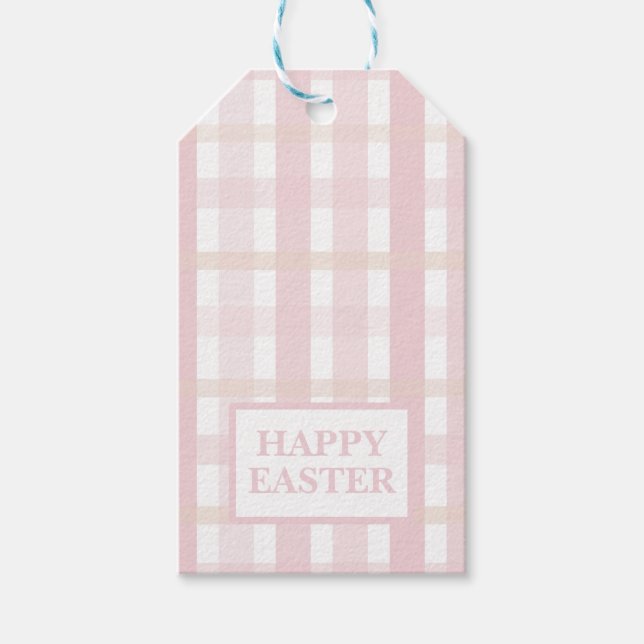 Etiquetas Para Regalos Plaid Mix Rosa (Anverso)