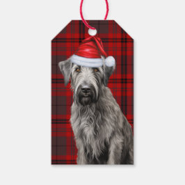 Etiquetas Para Regalos Plaid Navideño Rojo Lebrel Irlandés Perro Navidad