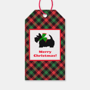 Etiquetas Para Regalos Plaid Scotty Dog Feliz Navidad