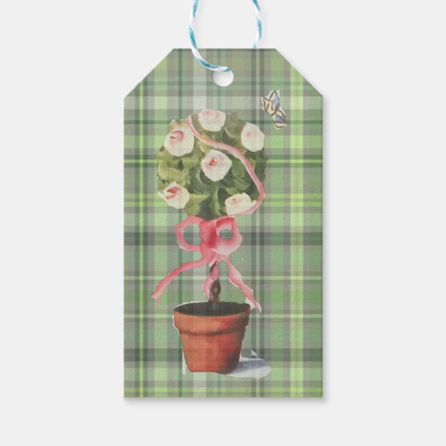 Etiquetas Para Regalos plaid topiario (Anverso)