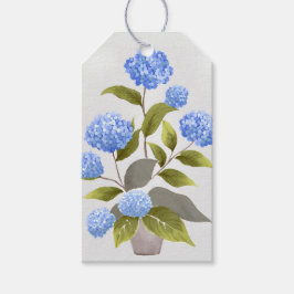 Etiquetas Para Regalos Planta Azul Hidrangea Hermosa Acuarela Floral