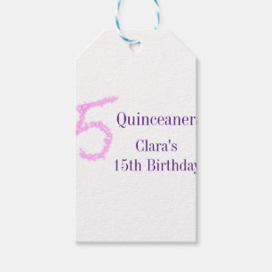 Etiquetas Para Regalos Plantilla de purpurina rosa Quinceanera 15 años