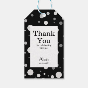 Etiquetas Para Regalos Platino Gris Platino Polka Dot Negro Gracias
