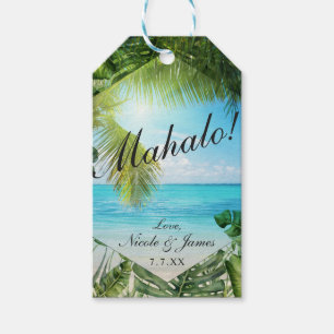 Etiquetas Para Regalos Playa Tropical Hojas de Palma Boda de Isla de Vera