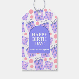 Etiquetas Para Regalos Playful Purple Polka Dot Gift Boxes Birthday 