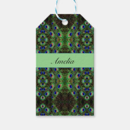 Etiquetas Para Regalos Plumage real - Patrón de plumas de pavo real de lu