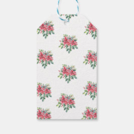 Etiquetas Para Regalos Poinsettia y Agua de Navidad Acuarela