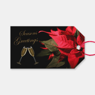 Etiquetas Para Regalos Poinsettia y Champagne