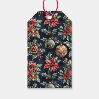 Etiquetas Para Regalos Poinsettias and Ornaments