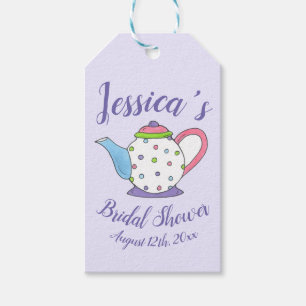 Etiquetas Para Regalos Polka Dot Teapot Tarde Tea Bridal Baby Shower