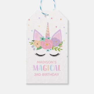 Etiquetas Para Regalos Polka, el partido de los cumpleaños de Unicornio, 
