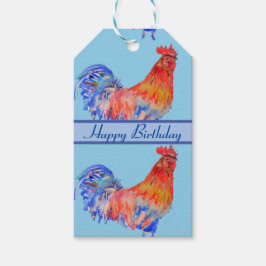 Etiquetas Para Regalos Pollo Rojo Chook Animal Blue