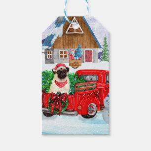 Etiquetas Para Regalos Poniendo Perro En La Nieve Del Camión De Entrega D