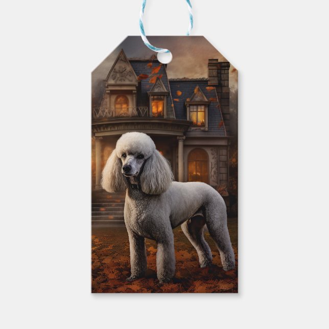 Etiquetas Para Regalos Poodle Halloween Scary (Anverso)