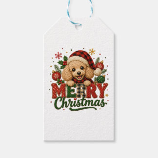 Etiquetas Para Regalos Poodle lindo Feliz Navidad