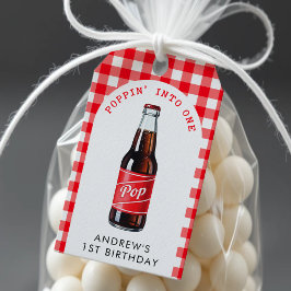 Etiquetas Para Regalos Poppin In One Soda Plaid Red Primer Fiesta de Cump