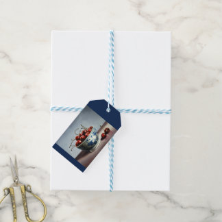 Etiquetas Para Regalos Porcelana Azul y Cerezas