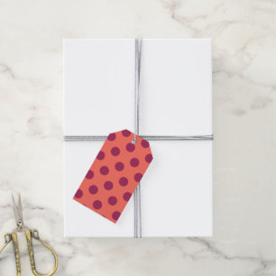Etiquetas Para Regalos Pos de polka de coral rojo y vivo