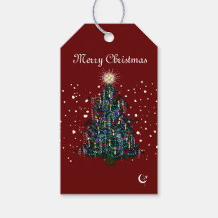 Etiquetas Para Regalos Postal de árbol de Navidad