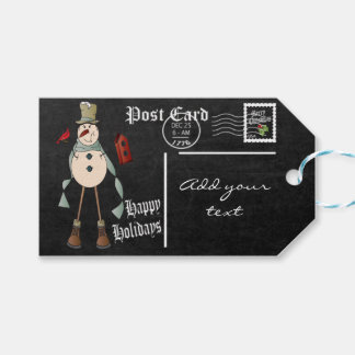Etiquetas Para Regalos Postal de Snowman con estilo Chalkboard | NAVIDADE