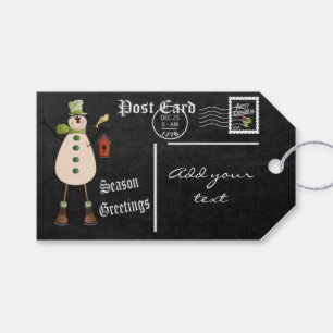 Etiquetas Para Regalos Postal de Snowman con estilo Chalkboard   NAVIDADE