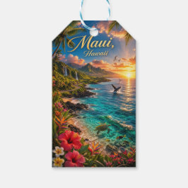 Etiquetas Para Regalos Póster de viaje de la costa tropical de Maui Hawai