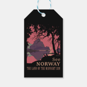 Etiquetas Para Regalos Póster minimalista de puesta de sol en Noruega - F
