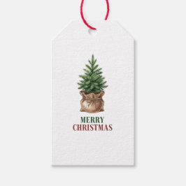 Etiquetas Para Regalos Potted Pine Tree Minimalist Merry Christmas Tag
