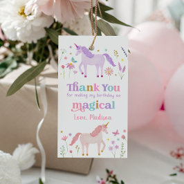 Etiquetas Para Regalos Pradera de Unicornio Cumpleaños Rosa Pastel Dorado
