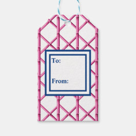Etiquetas Para Regalos Preámbulo del patrón de bambú de la marina rosada 
