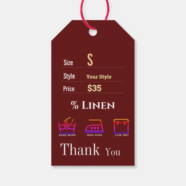 Etiquetas Para Regalos Precio granate  (Reverso)