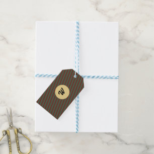Etiquetas Para Regalos Preppy Bosque Verde y Rayas de Borgoña Monograma