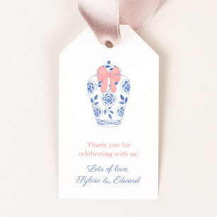 Etiquetas Para Regalos Preppy Pink Bow Ginger Jar Baby Girl Favor De Duch