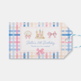 Etiquetas Para Regalos Preppy Seashell Sandcastle Pastel Gingham