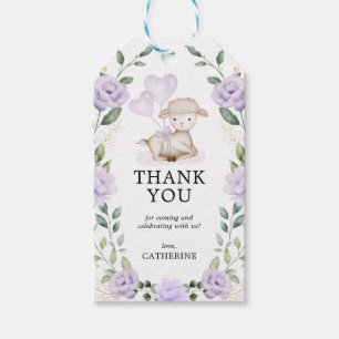 Etiquetas Para Regalos Primavera Cordero Morado Floral Baby Shower Cumple