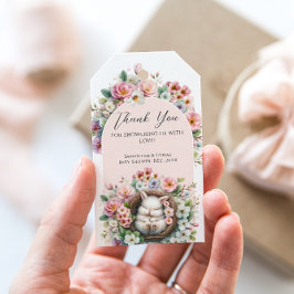 Etiquetas Para Regalos Primavera Rubor Pink floral conejito Baby Girl Sho