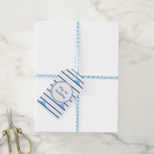 Etiquetas Para Regalos Primer cumpleaños Barco de vela azul y Favor de fr