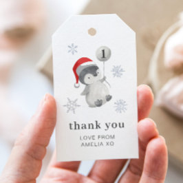 Etiquetas Para Regalos Primer cumpleaños de Penguin Balloon - Gracias