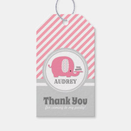 Etiquetas Para Regalos Primer cumpleaños de un elefante rosado lindo