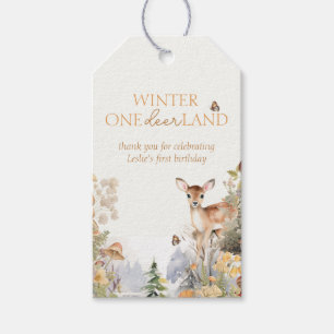 Etiquetas Para Regalos Primer cumpleaños de Winter Wonderland Deer