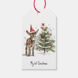 Etiquetas Para Regalos Primer Navidad de Burro Dulce, personalizado