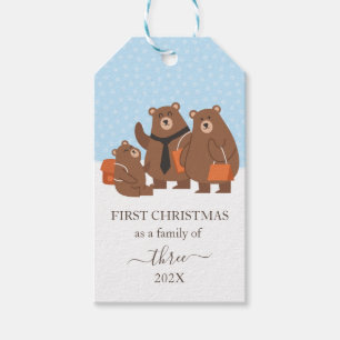 Etiquetas Para Regalos Primer Navidad de un oso como familia de 3