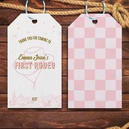 Etiquetas Para Regalos Primer Rodeo Vaquera Rosa Cumpleaños 1 Gracias